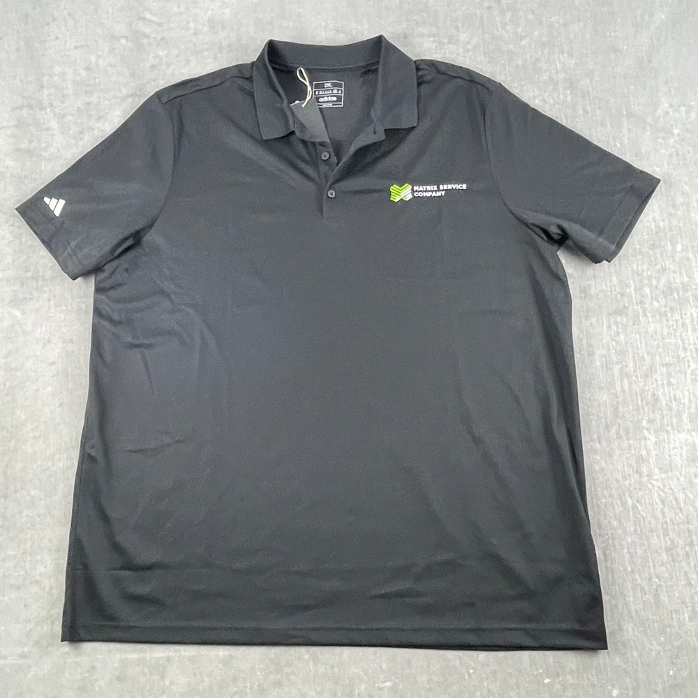 Adidas Mens 2XL Black Polo Shirt Matrix Service Company Embroidered Logo